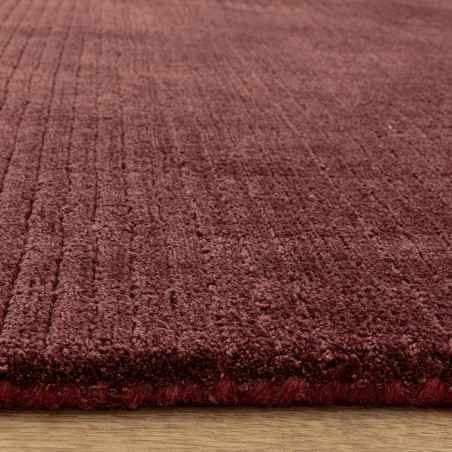 Tapis de salon tissé à la main en polyester rouge brun or Rowan