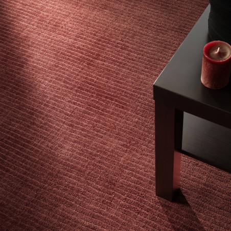 Tapis de salon tissé à la main en polyester rouge brun or Rowan