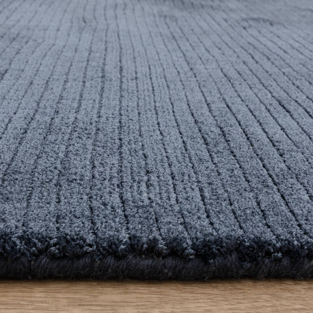Tapis de salon tissé à la main en polyester bleu Rowan