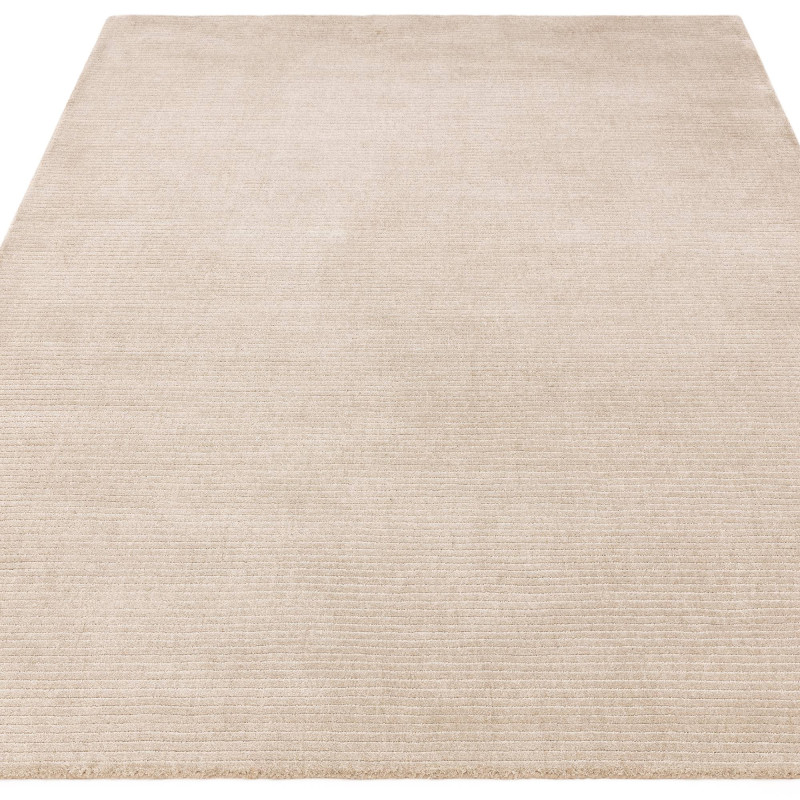 Tapis de salon tissé à la main en polyester beige Rowan