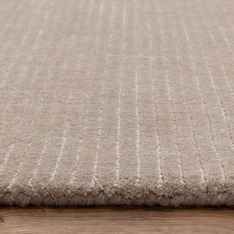 Tapis de salon tissé à la main en polyester beige Rowan