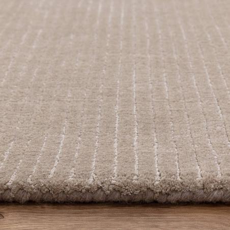 Tapis de salon tissé à la main en polyester beige Rowan
