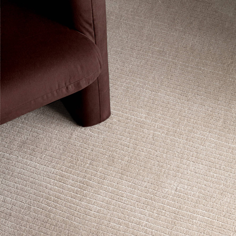 Tapis de salon tissé à la main en polyester beige Rowan