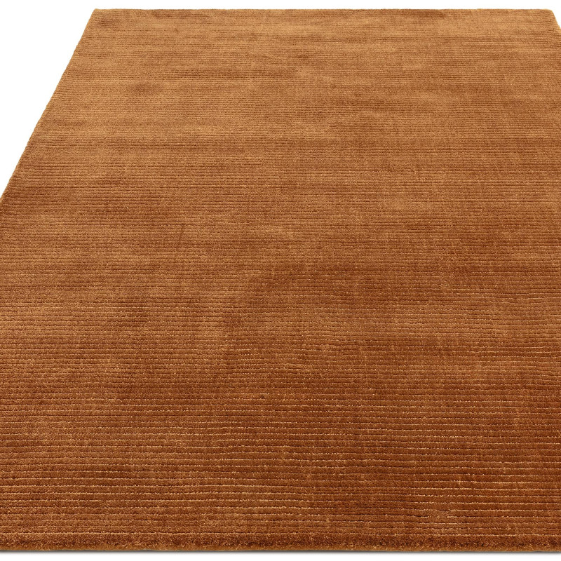 Tapis de salon tissé à la main en polyester terracotta Rowan