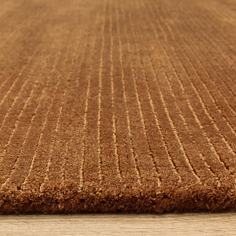 Tapis de salon tissé à la main en polyester terracotta Rowan