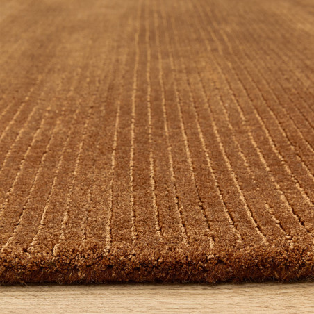 Tapis de salon tissé à la main en polyester terracotta Rowan