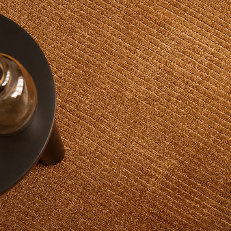 Tapis de salon tissé à la main en polyester terracotta Rowan