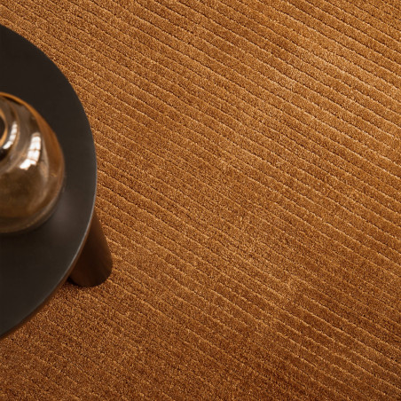 Tapis de salon tissé à la main en polyester terracotta Rowan