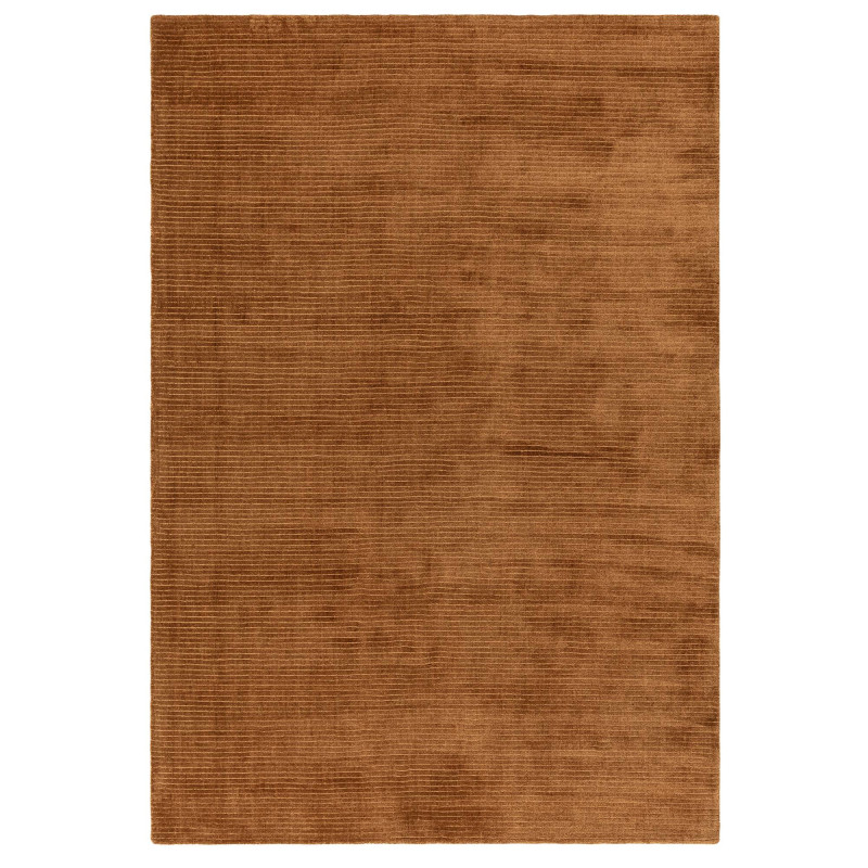 Tapis de salon tissé à la main en polyester terracotta Rowan