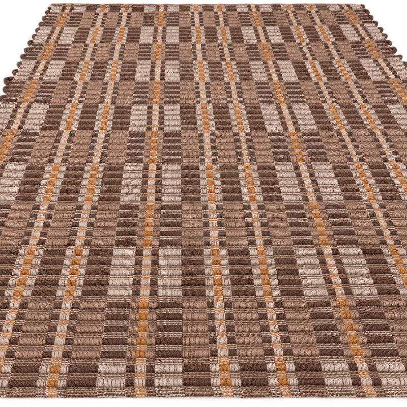 Tapis de salon tissé à la main en polyester recyclé chocolat Arden