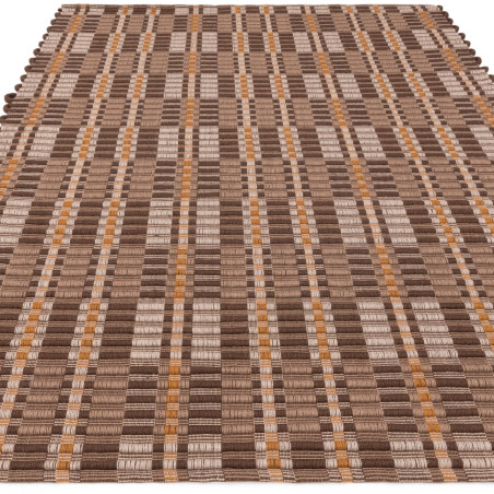 Tapis de salon tissé à la main en polyester recyclé chocolat Arden