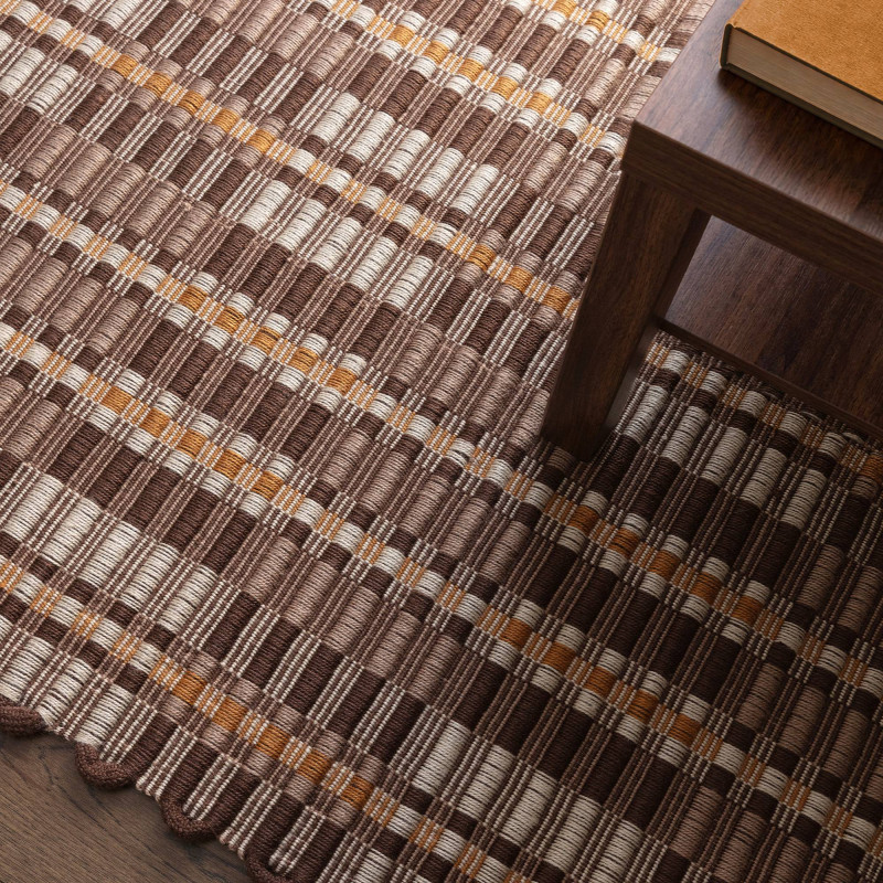 Tapis de salon tissé à la main en polyester recyclé chocolat Arden