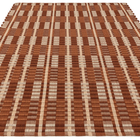 Tapis de salon tissé à la main en polyester recyclé orange rouille Arden