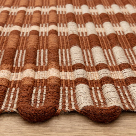 Tapis de salon tissé à la main en polyester recyclé orange rouille Arden