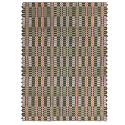 Tapis de salon tissé à la main en polyester recyclé vert Arden