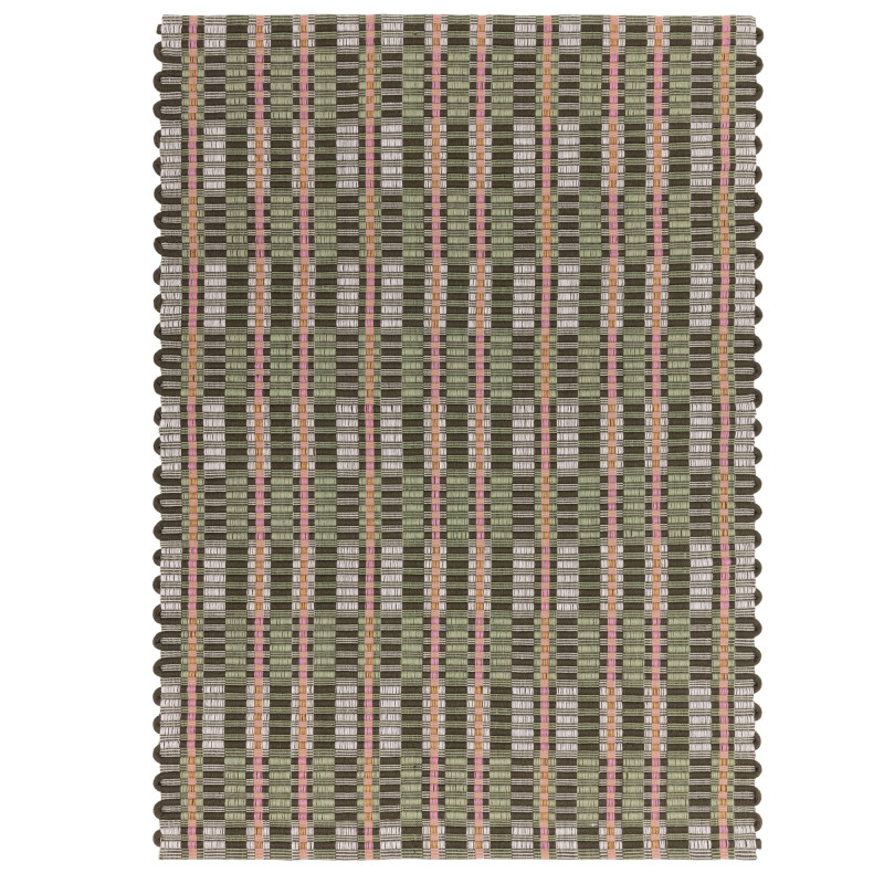 Tapis de salon tissé à la main en polyester recyclé vert Arden