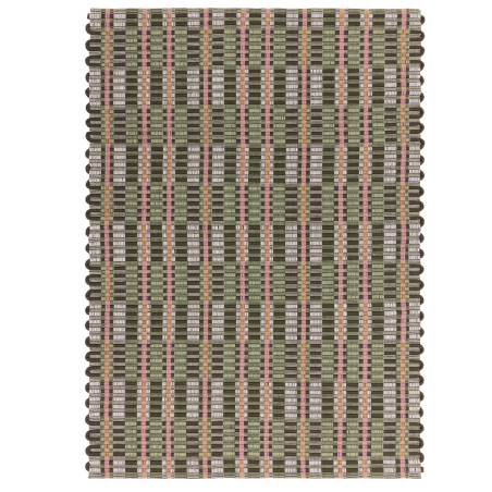Tapis de salon tissé à la main en polyester recyclé vert Arden
