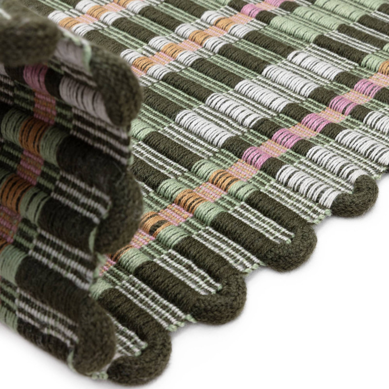 Tapis de salon tissé à la main en polyester recyclé vert Arden
