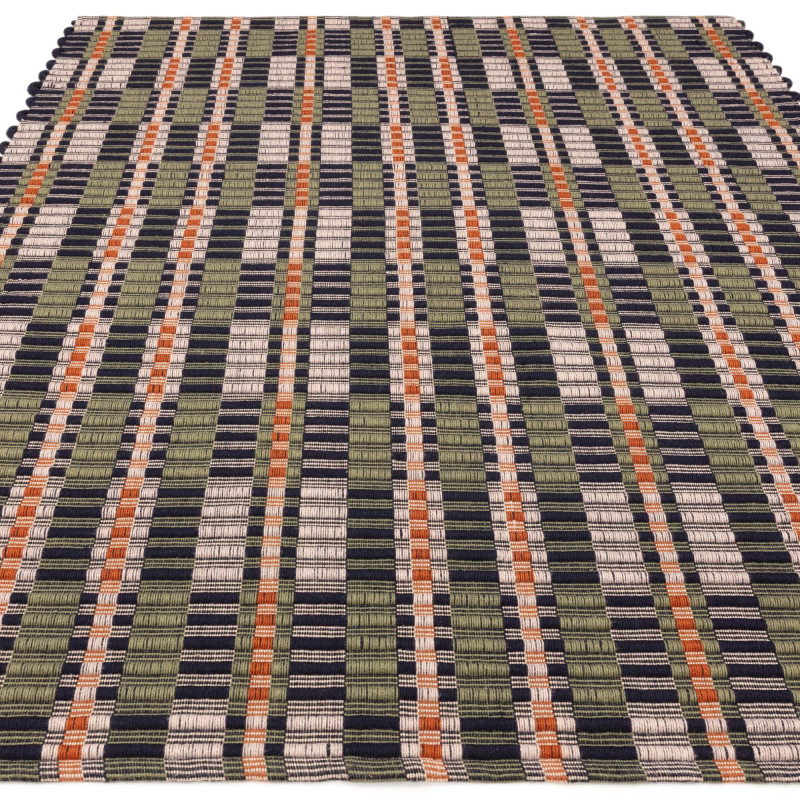 Tapis de salon tissé à la main en polyester recyclé multicolore Arden