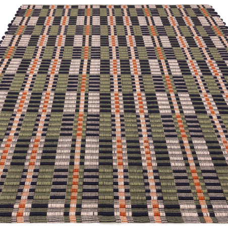 Tapis de salon tissé à la main en polyester recyclé multicolore Arden