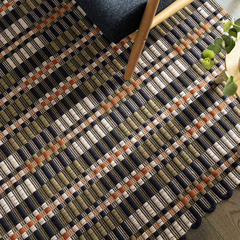 Tapis de salon tissé à la main en polyester recyclé multicolore Arden
