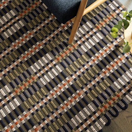 Tapis de salon tissé à la main en polyester recyclé multicolore Arden