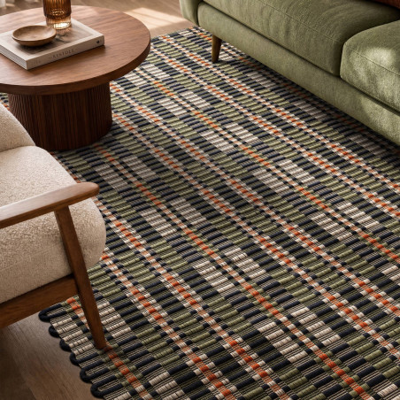 Tapis de salon tissé à la main en polyester recyclé multicolore Arden