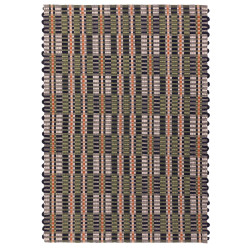 Tapis de salon tissé à la main en polyester recyclé multicolore Arden