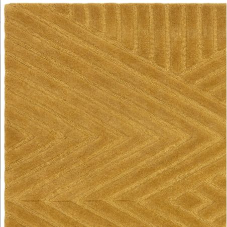Tapis moderne en relief en laine ocre Halifax détail