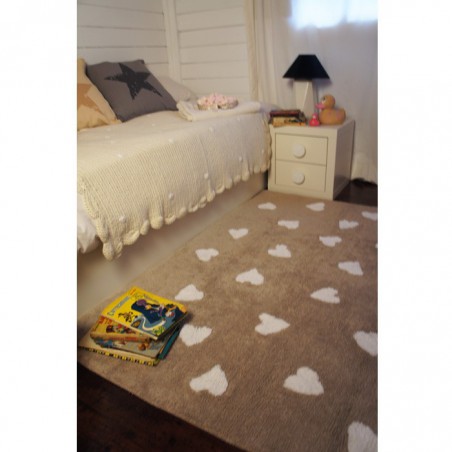 Tapis Enfant Coeurs Beige par Lorena Canals Tapis Enfant Coeurs Beige par Lorena Canals