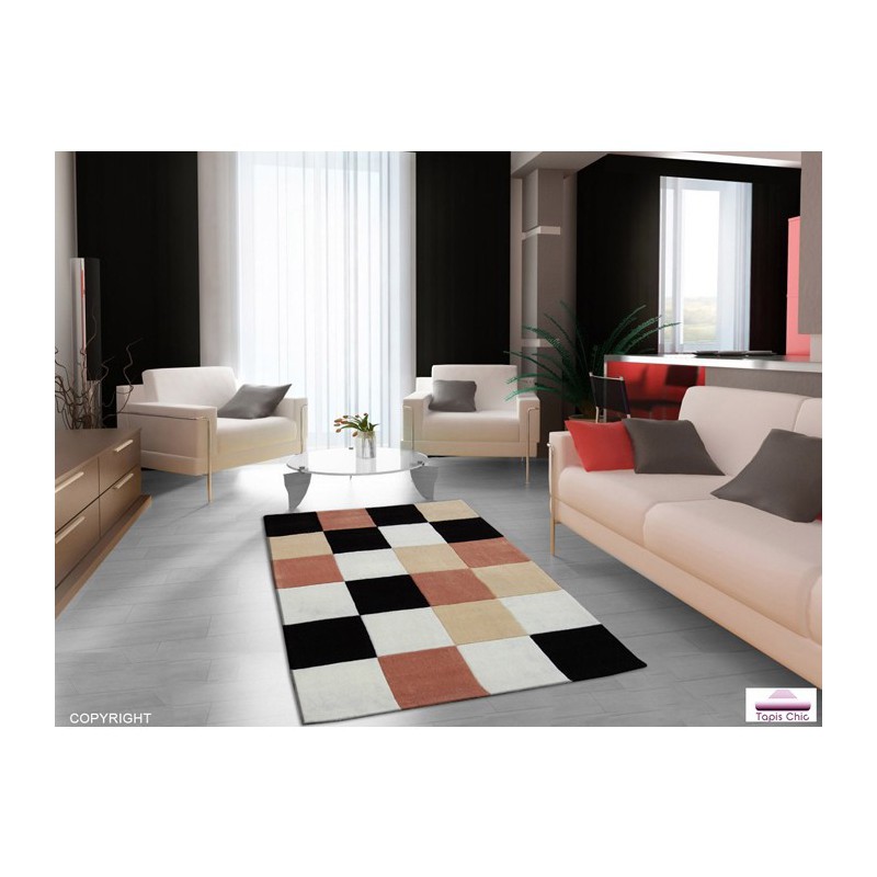 Tapis Design Damier Beige - TAPIS CHIC COLLECTION