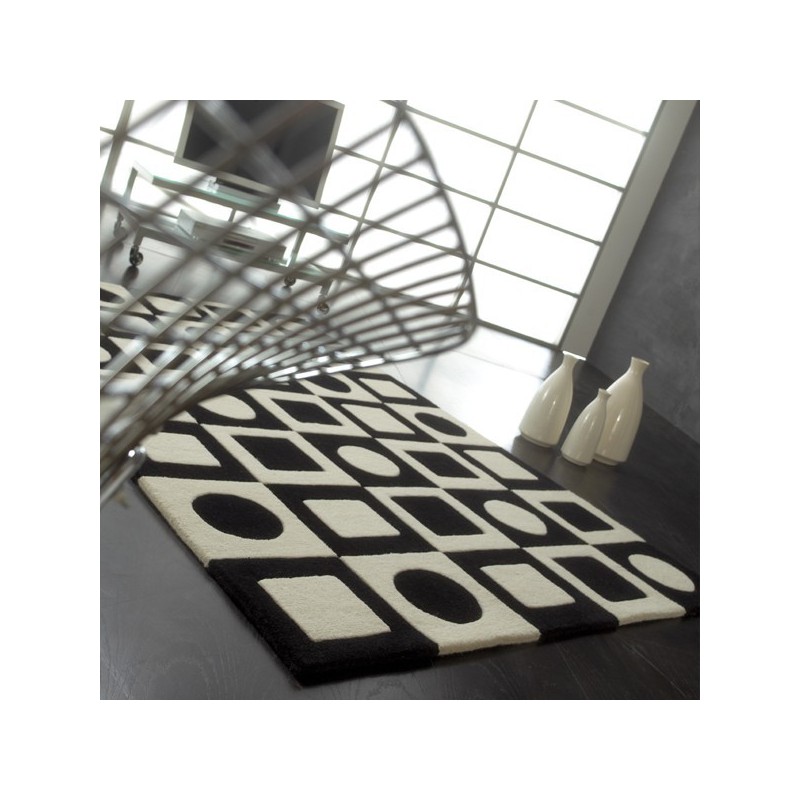 Tapis Contemporain Simbols noir et blanc en laine par Carving