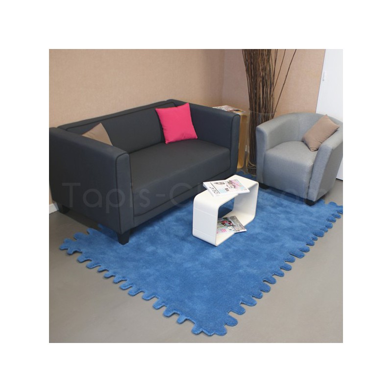 Tapis en laine éclat bleu canard par Carving