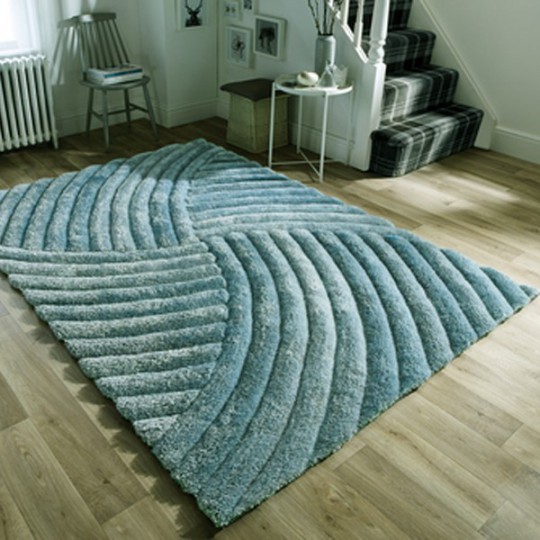 Tapis shaggy bleu canard déco d'hiver