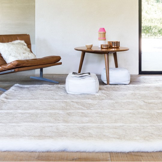 Tapis shaggy blanc déco d'hiver