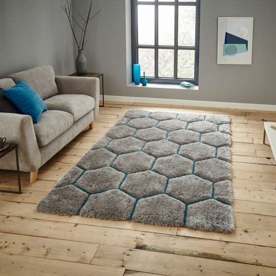 Tapis moderne gris et vert céladon déco d'hiver