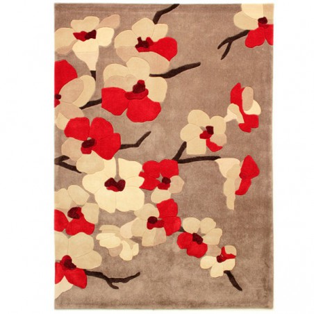 tapis de salon fleur de cerisier rouge
