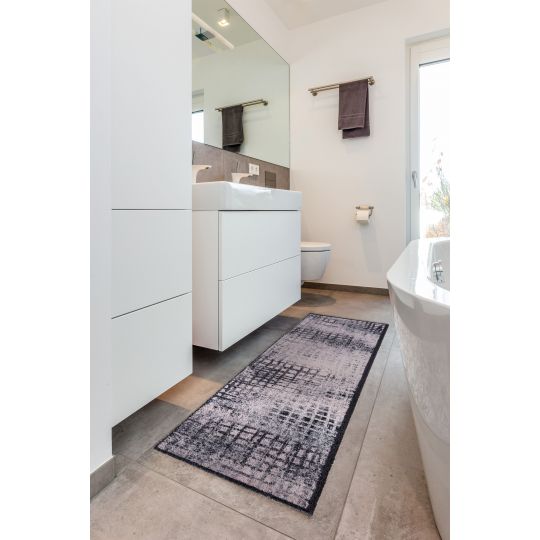 tapis de bain lavable en machine noir et beige