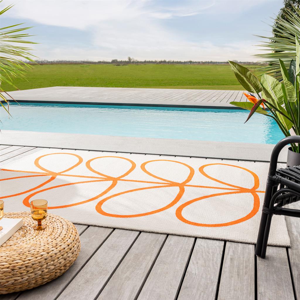 Tapis d'extérieur orla kiely blanc et orange