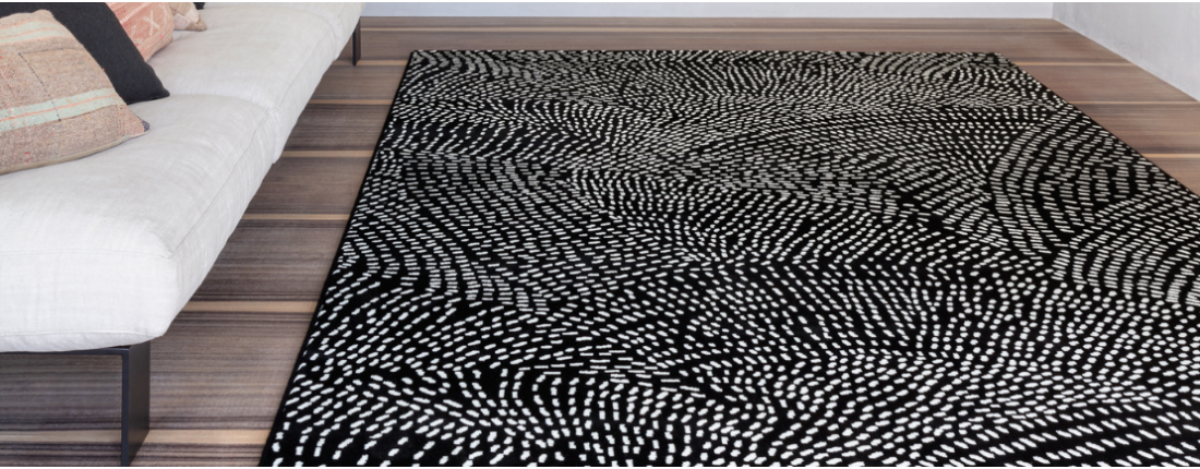 Grand tapis damier noir et blanc